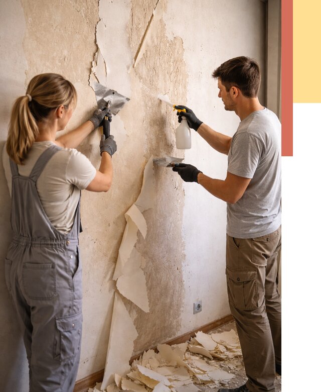 Снятие старых обоев в Кизилюрте от 5421 руб. под ключ недорого | ОТДЕЛОЧНИК-Кзт