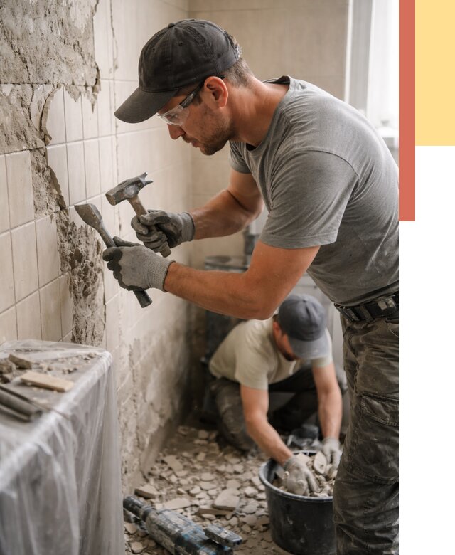 Демонтаж плитки со стен в Кизилюрте от 878 руб. — быстро и недорого | ОТДЕЛОЧНИК-Кзт