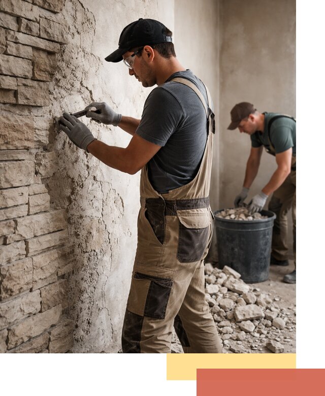 Демонтаж декоративного камня в Кизилюрте профессионально и безопасно