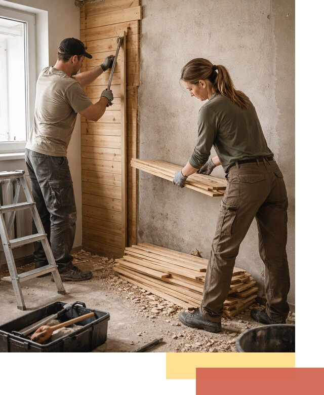 Демонтаж вагонки со стен в Кизилюрте — профессиональный демонтаж