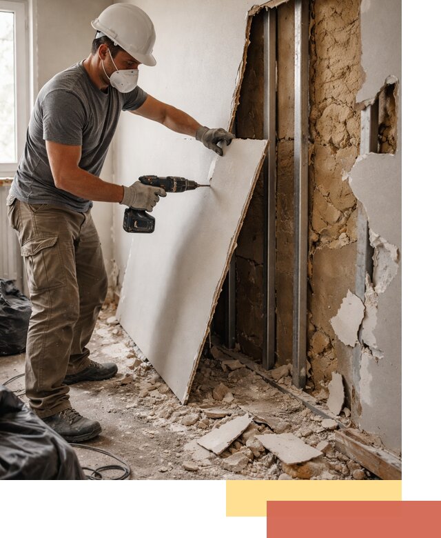 Демонтаж гипсокартона со стен в Кизилюрте качественно и быстро