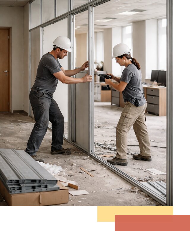 Демонтаж алюминиевых перегородок в Кизилюрте быстро и аккуратно