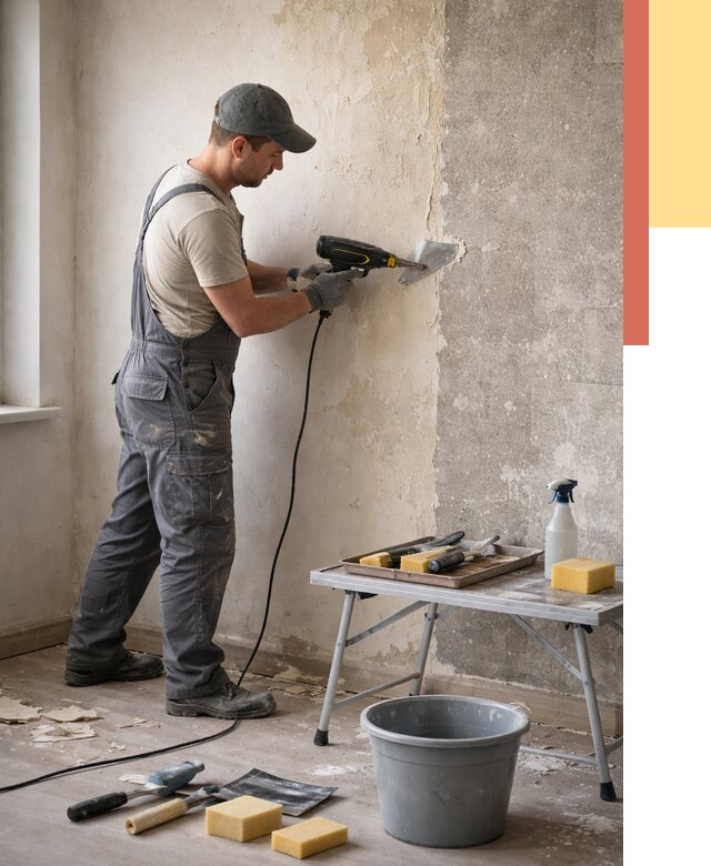 Очистка стен от клея в Кизилюрте от 1910 руб. — снятие и удаление клея со стен | ОТДЕЛОЧНИК-Кзт