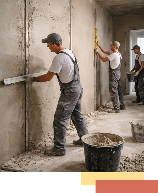 Штукатурка стен по маякам в Кизилюрте — точная и ровная поверхность