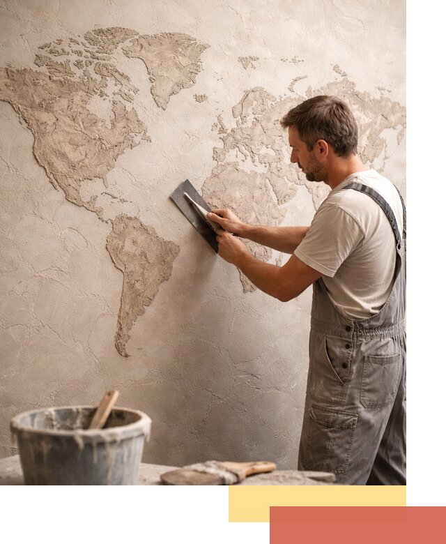 Декоративная штукатурка «Карта мира» под ключ в Кизилюрте