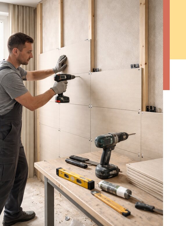 Монтаж МДФ панелей на стены в Кизилюрте от 1291 руб. под ключ | ОТДЕЛОЧНИК-Кзт