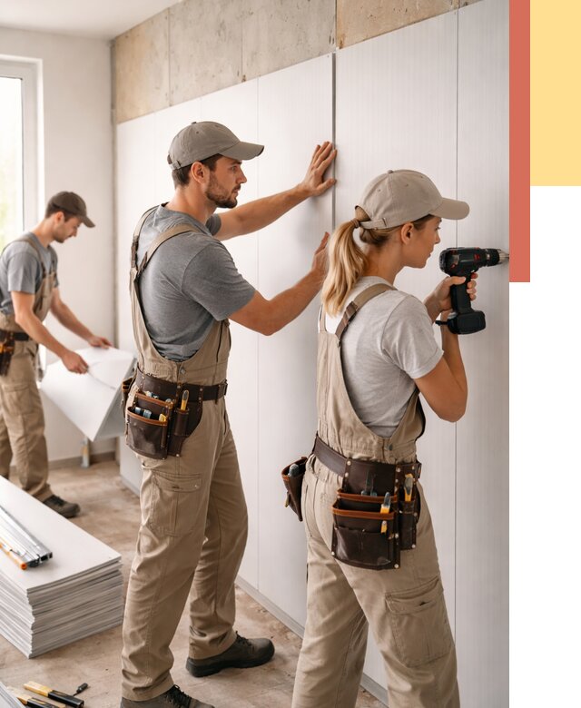 Монтаж ПВХ панелей на стены в Кизилюрте от 465 руб/м2 — быстро и недорого | ОТДЕЛОЧНИК-Кзт