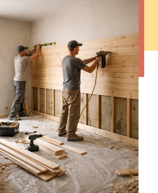 Монтаж деревянной вагонки на стены в Кизилюрте от 7745 руб. | Услуги монтажа вагонки | ОТДЕЛОЧНИК-Кзт