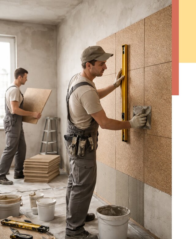 Монтаж пробковых панелей на стены в Кизилюрте от 3614 руб. — ОТДЕЛОЧНИК-Кзт