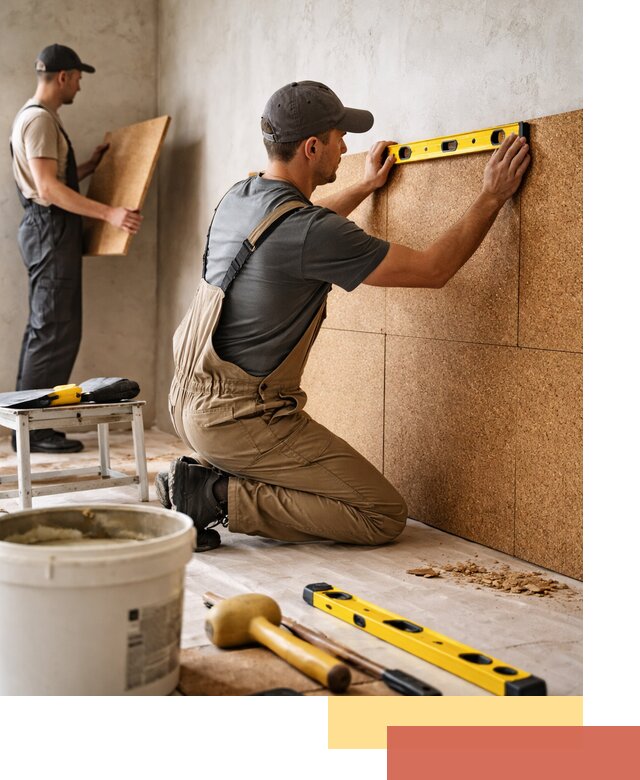 Монтаж пробковых панелей на стены в Кизилюрте быстро и качественно