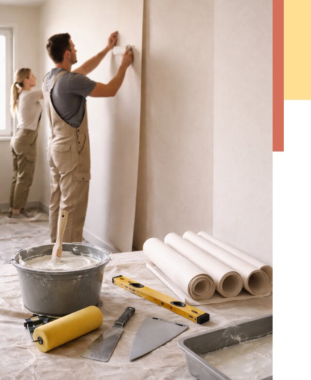 Поклейка бумажных обоев в Кизилюрте от 5679 руб./м2 — быстро и недорого | ОТДЕЛОЧНИК-Кзт