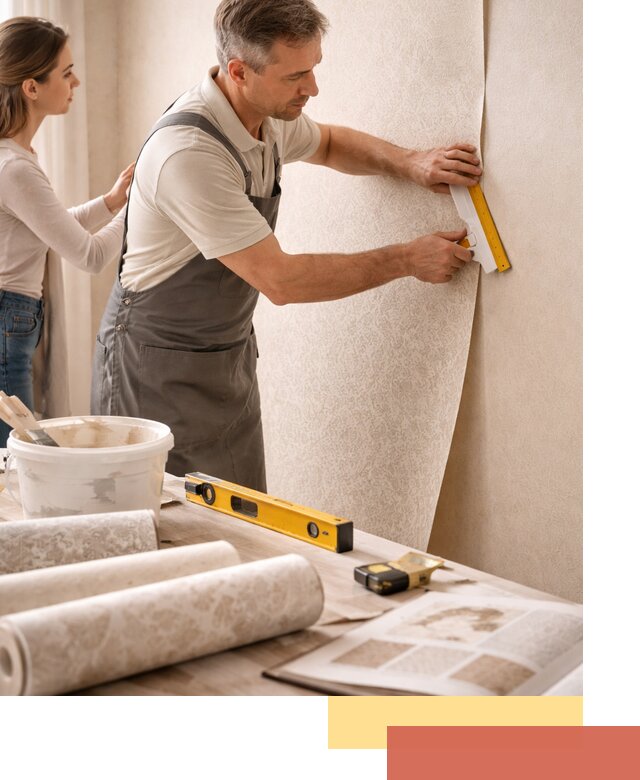 Поклейка обоев с подбором рисунка в Кизилюрте