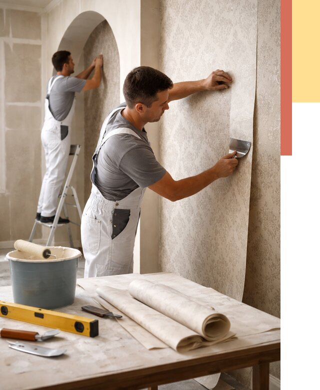 Поклейка обоев на сложные стены в Кизилюрте от 2891 руб. под ключ | ОТДЕЛОЧНИК-Кзт