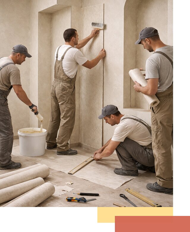 Поклейка обоев на сложные стены и неровные поверхности в Кизилюрте