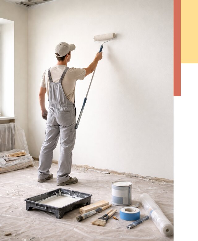 Покраска стен водоэмульсионной краской в Кизилюрте от 465 руб. за м² | ОТДЕЛОЧНИК-Кзт