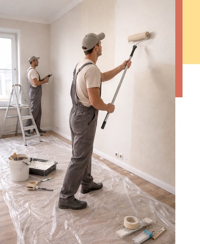 Покраска стен акриловой краской в Кизилюрте от 3614 руб./м² — быстро и недорого | ОТДЕЛОЧНИК-Кзт