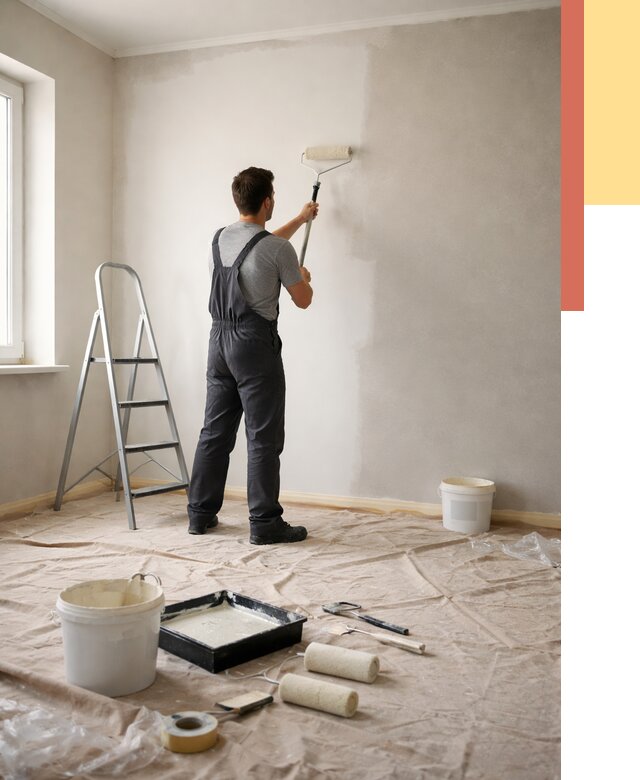 Покраска стен моющейся краской в Кизилюрте от 361 руб./м² — быстро и недорого | ОТДЕЛОЧНИК-Кзт