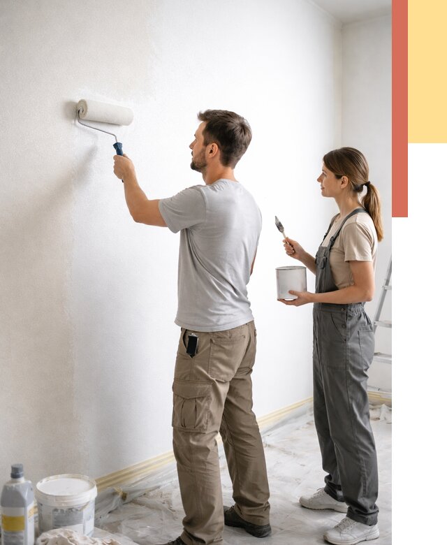 Окраска стен по стеклохолсту в Кизилюрте от 4647 руб/м² под ключ | ОТДЕЛОЧНИК-Кзт