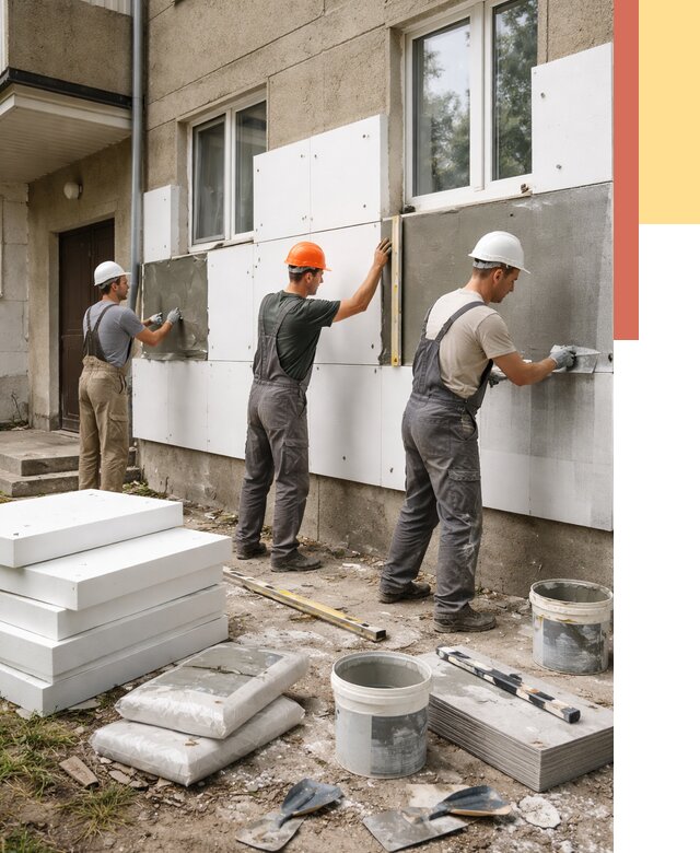 Утепление стен пенопластом в Кизилюрте от 1807 руб. — недорого и под ключ | ОТДЕЛОЧНИК-Кзт