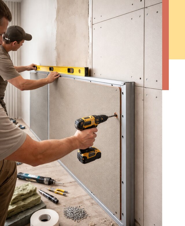 Шумоизоляция стен панелями ЗИПС в Кизилюрте от 2272 руб./м² под ключ | ОТДЕЛОЧНИК-Кзт