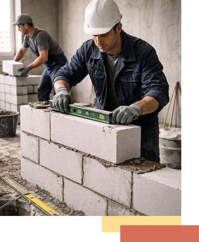 Кладка перегородок из пеноблока под ключ в Кизилюрте