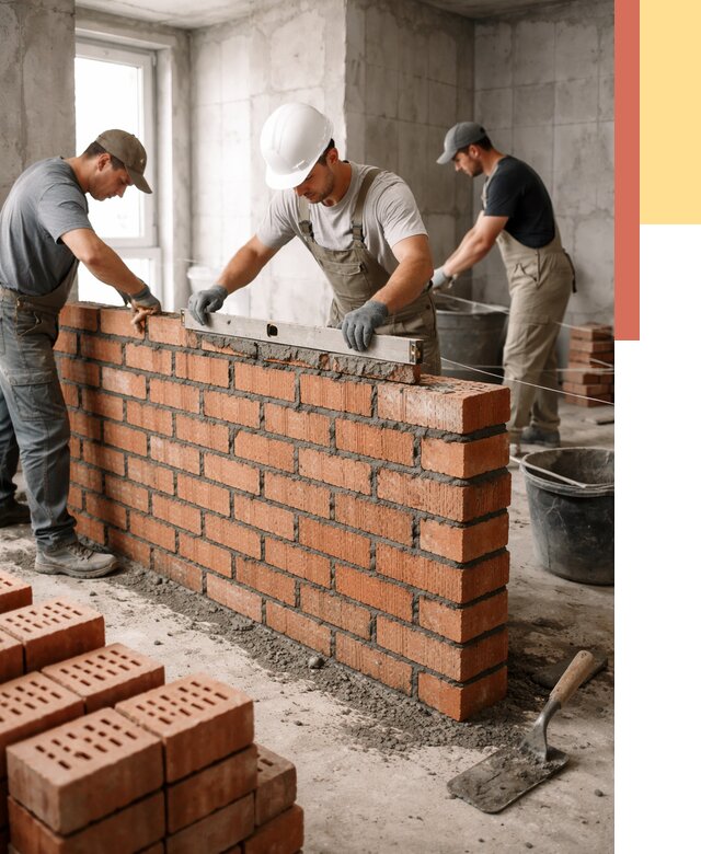 Кладка перегородок из кирпича в Кизилюрте от 3614 руб. за м² | ОТДЕЛОЧНИК-Кзт