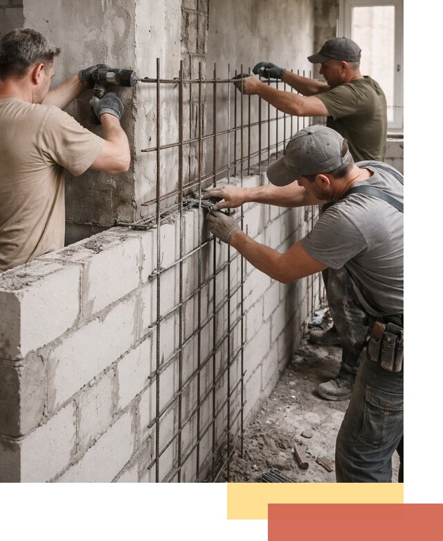 Армирование кладки перегородок в Кизилюрте профессионально и надёжно
