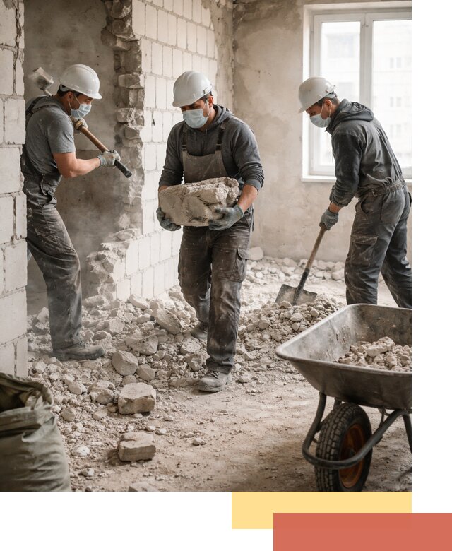 Демонтаж блочных перегородок в Кизилюрте быстро и аккуратно