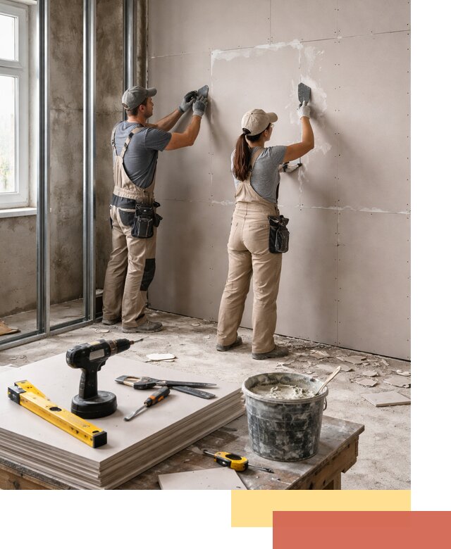 Монтаж двухслойной перегородки из гипсокартона в Кизилюрте