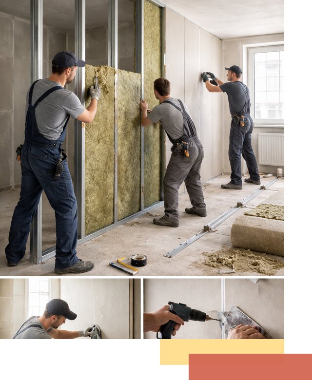 Перегородка из гипсокартона с шумоизоляцией в Кизилюрте — монтаж под ключ