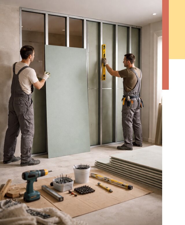 Перегородка из влагостойкого гипсокартона в Кизилюрте от 4956 руб. — монтаж под ключ | ОТДЕЛОЧНИК-Кзт