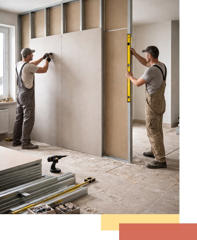 Зонирующая перегородка из гипсокартона под ключ в Кизилюрте