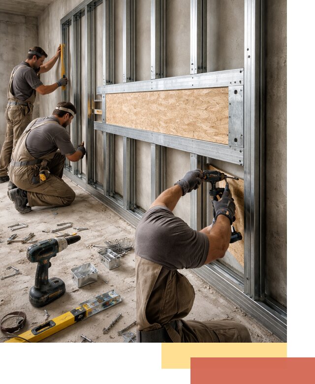 Усиленная перегородка для крепления тяжёлых конструкций в Кизилюрте