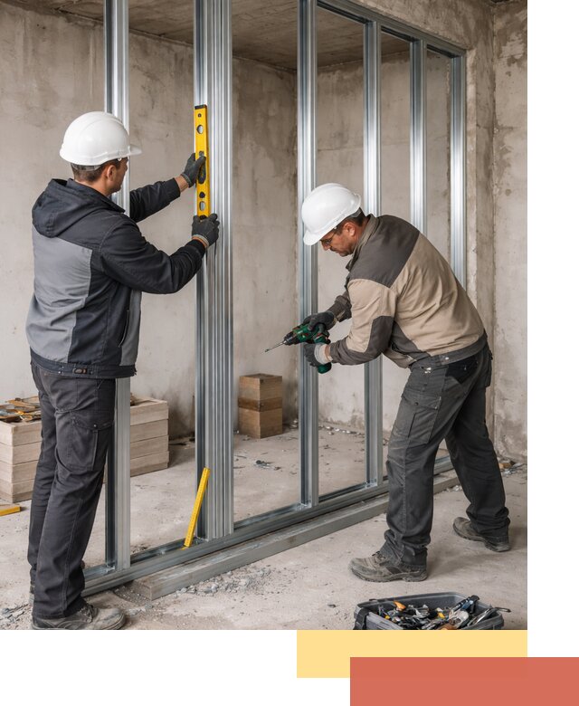 Монтаж каркаса перегородки из профиля в Кизилюрте