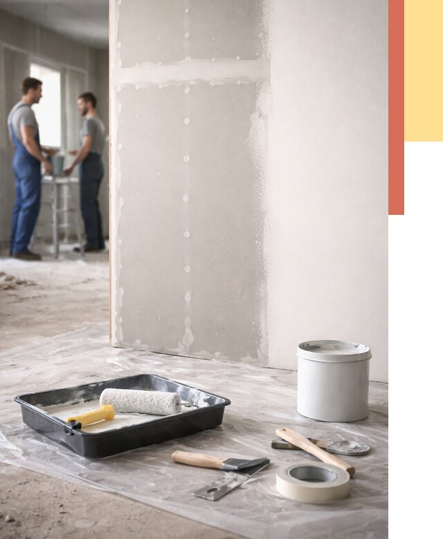 Покраска перегородок из гипсокартона в Кизилюрте от 4647 руб. под ключ | ОТДЕЛОЧНИК-Кзт