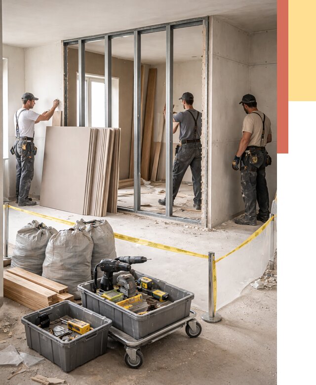 Перенос гипсокартонной перегородки в Кизилюрте под ключ от 4647 руб. | Демонтаж и монтаж – ОТДЕЛОЧНИК-Кзт