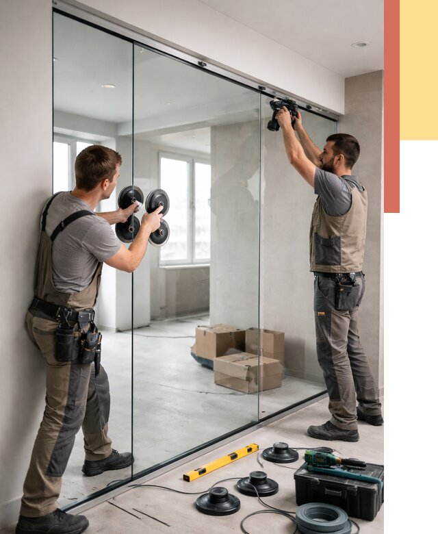 Монтаж стеклянных перегородок в Кизилюрте от 6712 руб. | ОТДЕЛОЧНИК-Кзт