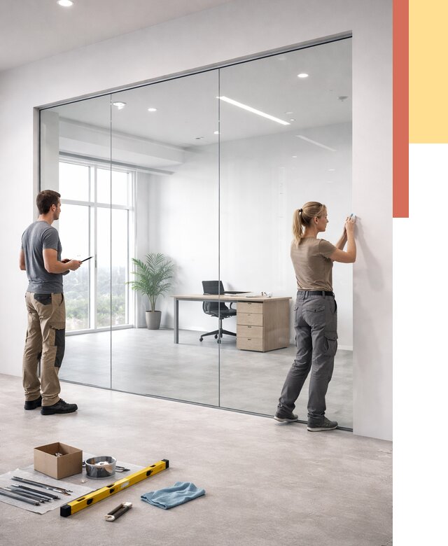 Перегородки из закаленного стекла в Кизилюрте от 9810 руб. под ключ | ОТДЕЛОЧНИК-Кзт