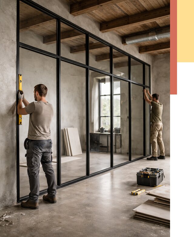 Стеклянные перегородки лофт в Кизилюрте от 10842 руб. под ключ | ОТДЕЛОЧНИК-Кзт