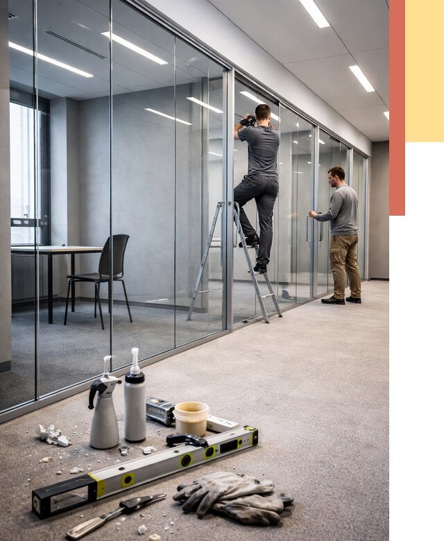 Стеклянные офисные перегородки в Кизилюрте от 8777 руб. — монтаж и установка | ОТДЕЛОЧНИК-Кзт