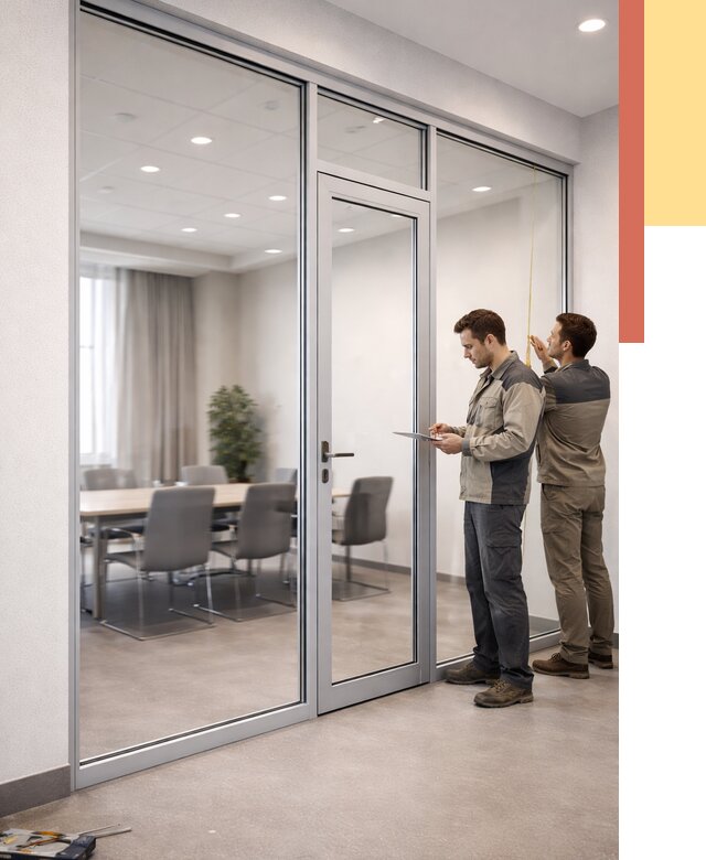 Установка и монтаж алюминиевых перегородок со стеклом в Кизилюрте от 8467 руб. | ОТДЕЛОЧНИК-Кзт