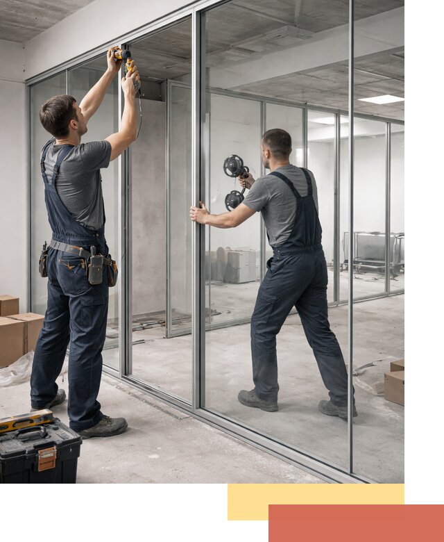 Алюминиевые перегородки со стеклом в Кизилюрте — изготовление и монтаж