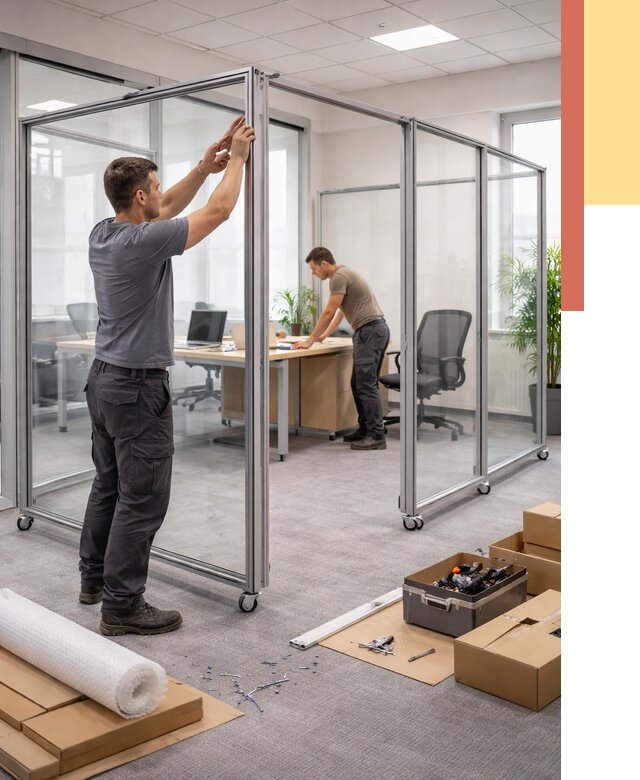 Мобильные офисные перегородки в Кизилюрте от 12908 руб. — установка под ключ | ОТДЕЛОЧНИК-Кзт