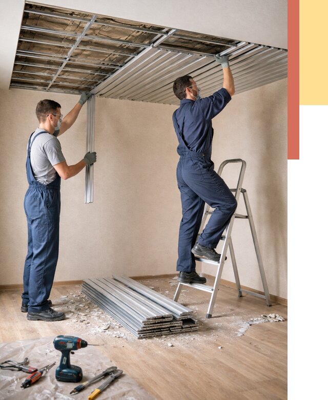 Демонтаж реечного потолка в Кизилюрте от 4647 руб. быстро и недорого | ОТДЕЛОЧНИК-Кзт