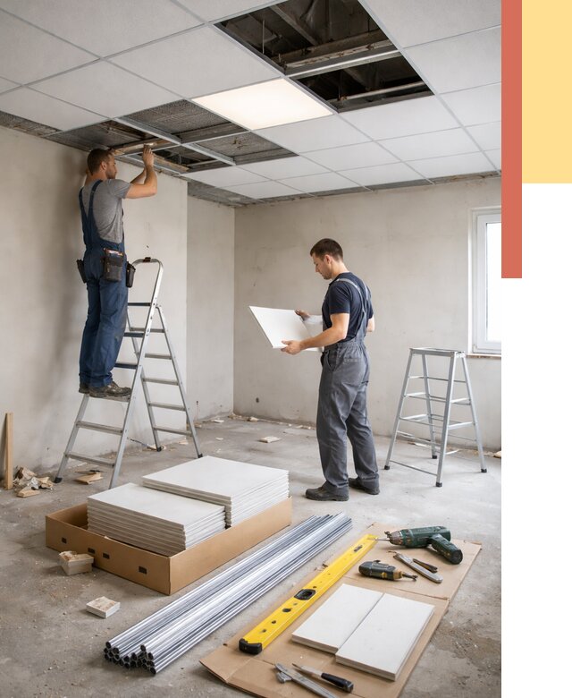 Монтаж потолка армстронг в Кизилюрте от 4647 руб/м2 — быстрая установка под ключ | ОТДЕЛОЧНИК-Кзт