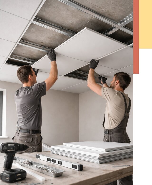 Монтаж кассетного потолка в Кизилюрте от 4647 руб/м2 — установка и сборка | ОТДЕЛОЧНИК-Кзт