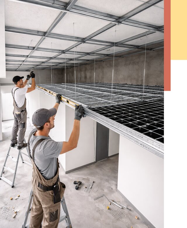 Монтаж потолка грильято в Кизилюрте от 465 руб./м² — быстрая сборка под ключ | ОТДЕЛОЧНИК-Кзт