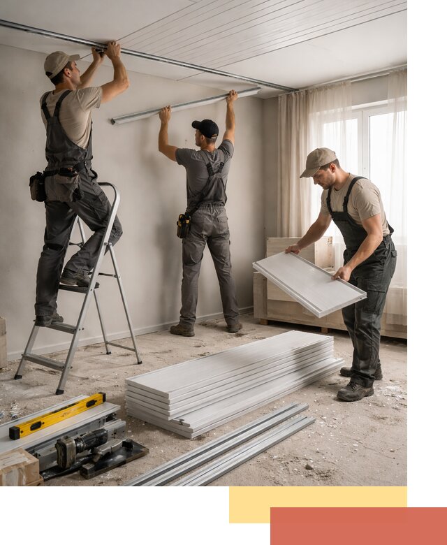 Монтаж потолка из ПВХ панелей в Кизилюрте оперативно и качественно