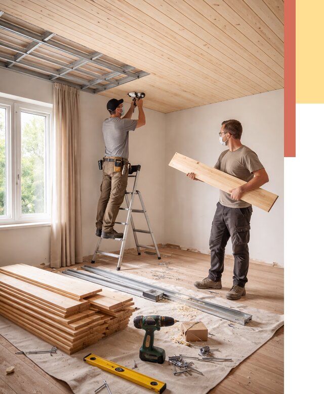 Монтаж потолка из вагонки в Кизилюрте от 6712 руб. | Быстро и недорого — ОТДЕЛОЧНИК-Кзт