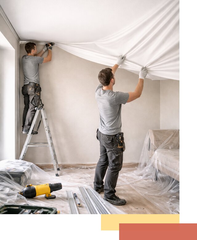 Монтаж тканевого натяжного потолка в Кизилюрте недорого и быстро